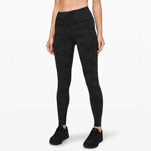 Lululemon Fast and Free Black Camo High-Rise Leggings